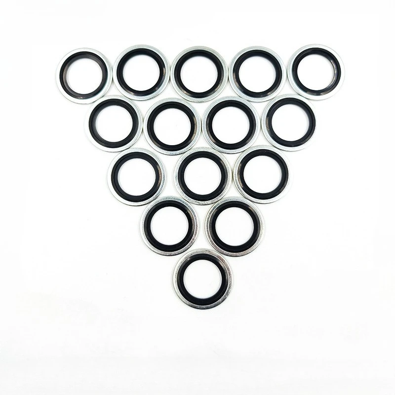 20pcs Zinc Plated Bonded Seal Washer Metal Rubber Drain Plug Gasket Combined Washer Sealing Ring M6 M8 M10 M12 M14 M16 M18 M20
