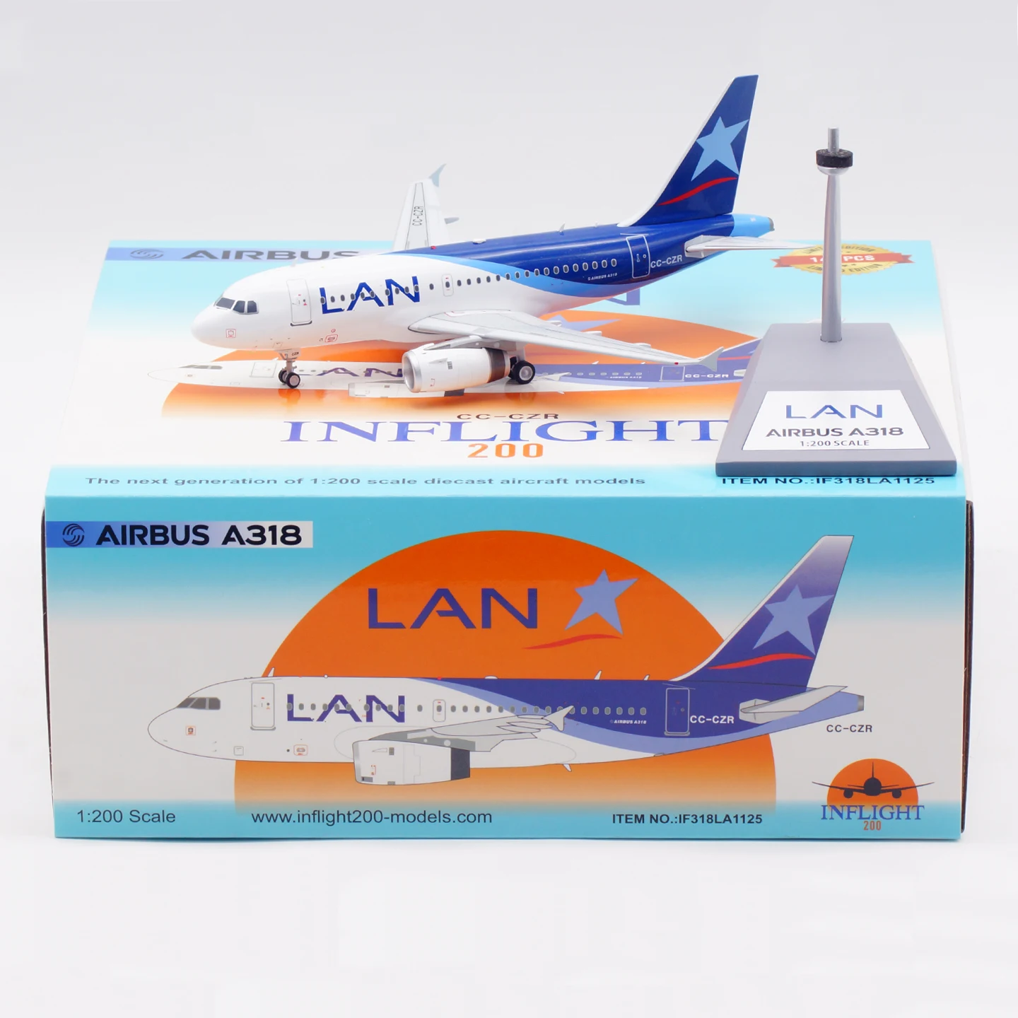 

IF318LA1125 Alloy Collectible Plane Gift INFLIGHT 1:200 LAN Airlines Airbus A318 Diecast Aircraft Jet Model CC-CZR With Stand
