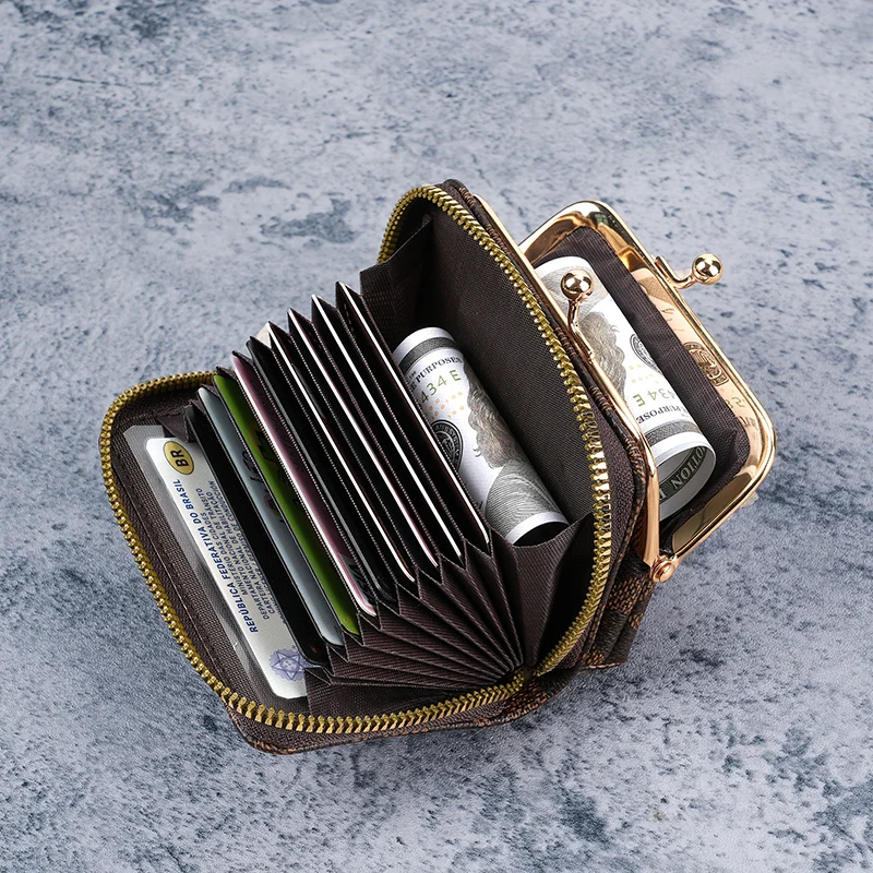 Cross border European and American women's wallet new printed women's short clip zero wallet 30% off versatile women's student w image 5
