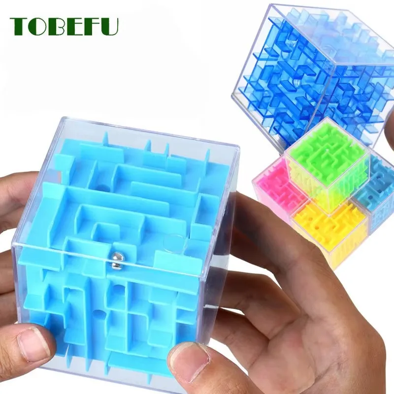 

TOBEFU 3D Maze Magic Cube Transparent Six-sided Puzzle Speed Cube Rolling Ball Game Cubos Maze Toys for Children Educational