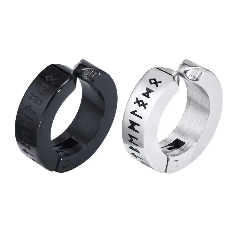 Brincos de argola de aço inoxidável para homens, numerais romanos, brinco circular, estilo punk rock, design de personalidade, joias presente, moda