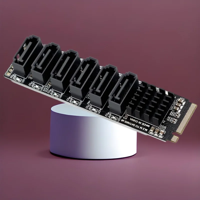 6-портовая плата расширения M.2 NVME M-Key PCIE 3.0 к SATA 6 Гбит/с NAS Synology Жесткий диск Расширенный адаптер PCI-E Riser Card ASM1166 PM
