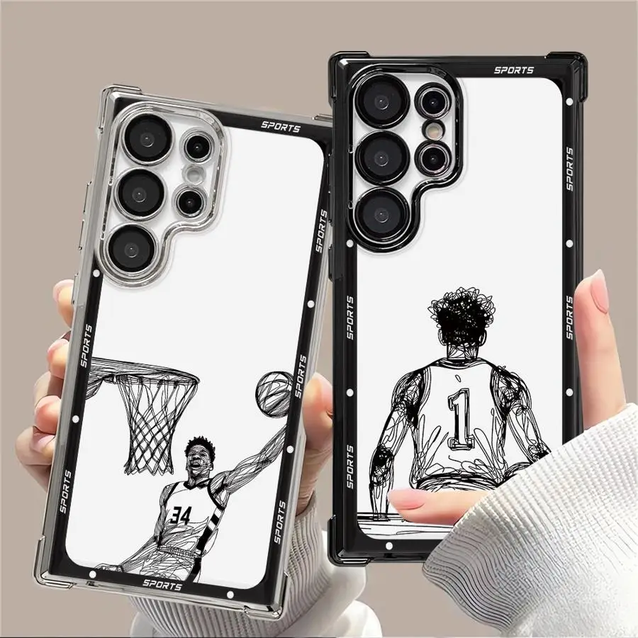 Case for Samsung Galaxy S25 S21 Plus S20 FE S22 Ultra S24 S23 S25Edge Phone Cover Cartoon Basketball Star Sports