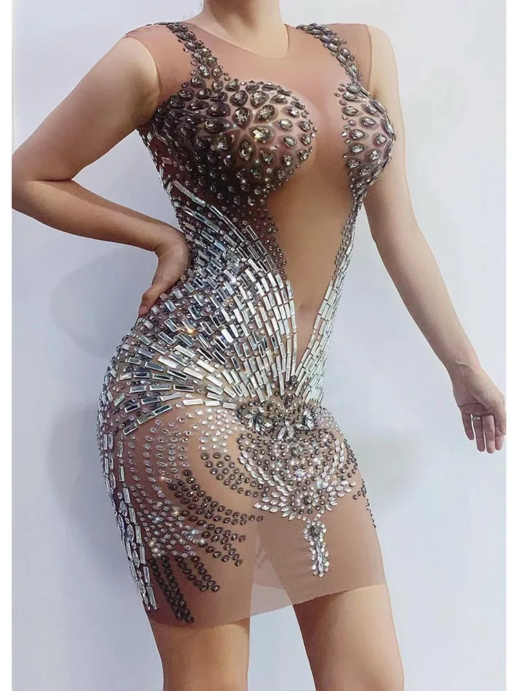 Hoge kwaliteit strass mesh elastische wikkel heuprok 2024 nieuwe modieuze aangepaste dameskleding