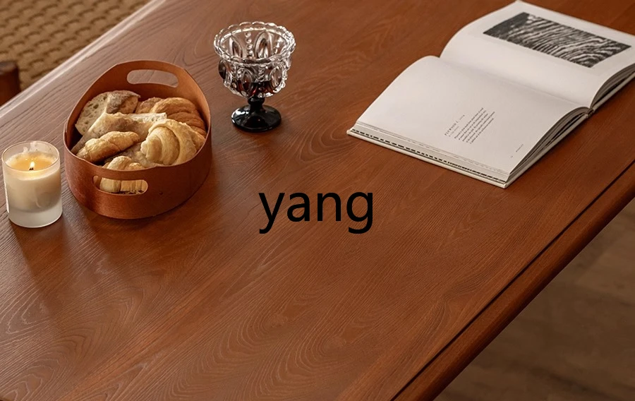 YHM Retro Dining Table All Solid Wood Long Table Vintage Style Chair Set