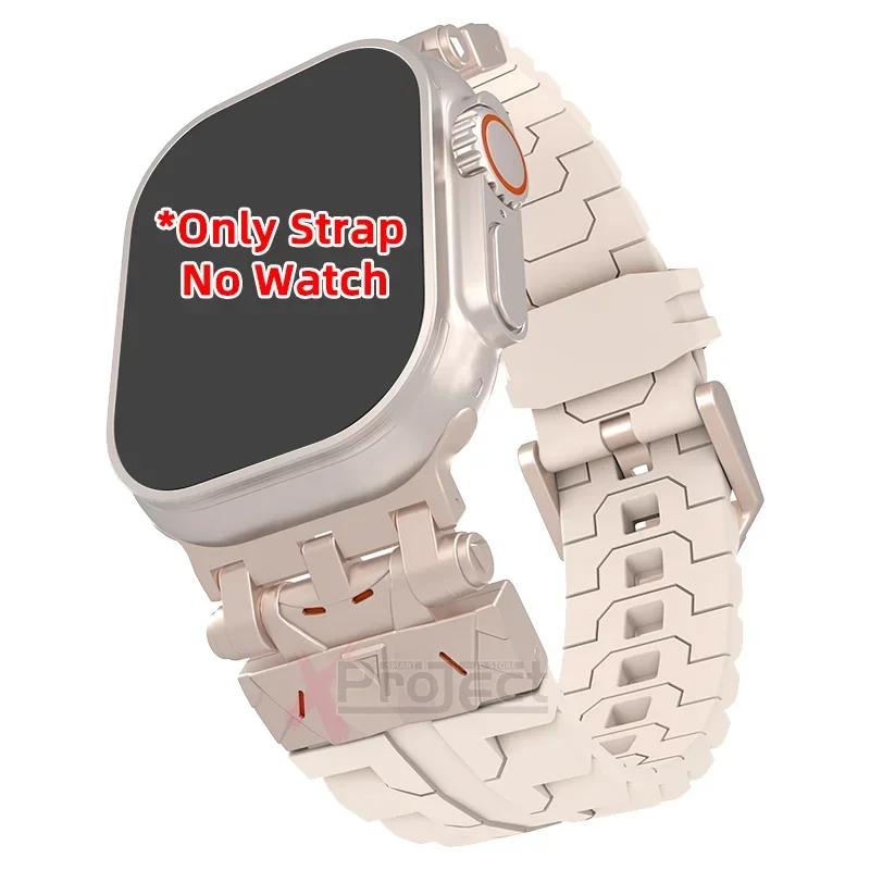 Silicone Strap for Apple Watch Ultra 2 Band 49mm Series 10 46mm 45mm 42mm 44mm Mech Style Watchbands iWatch 10 9 8 7 6 5 3 SE2