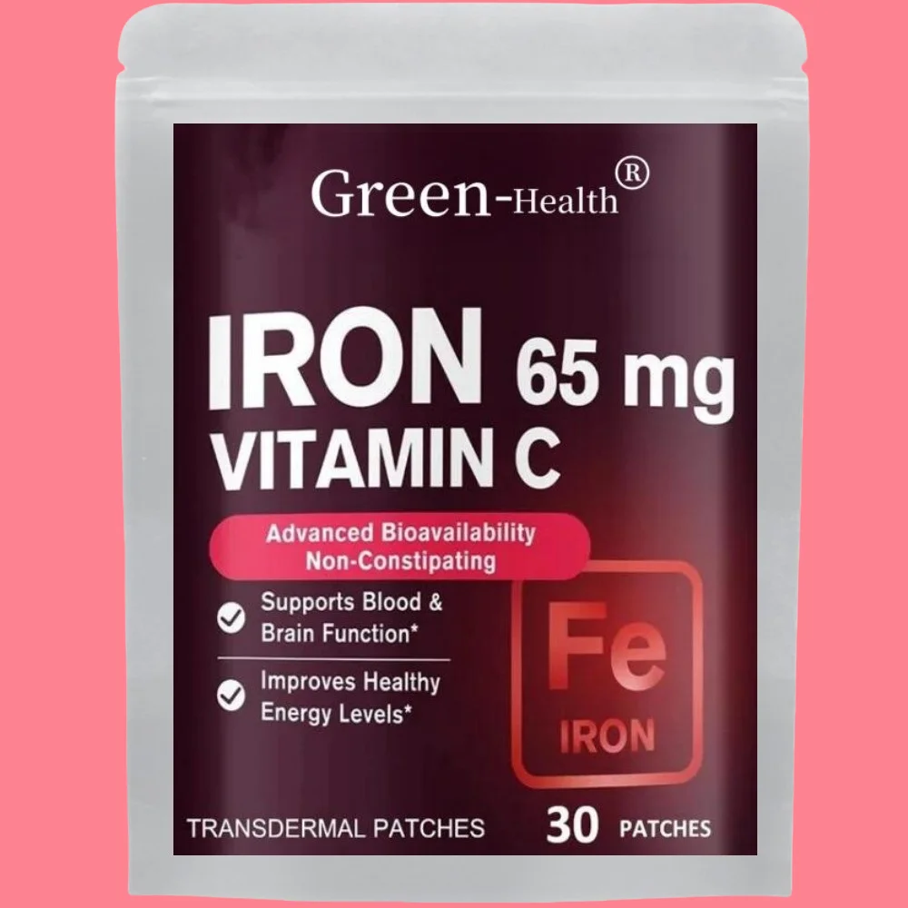 

30 Patches Iron Transdermal Patches for Women and Men, with Vitamin C, Blood, Energy, Muscle & Immune System Support