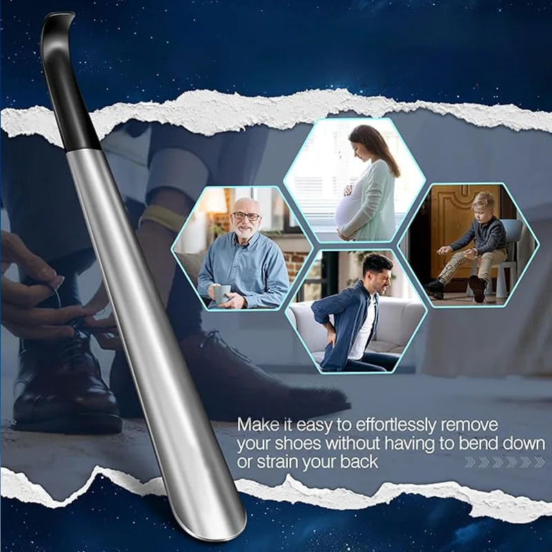 

Long Handle Shoe Horn 29cm, Stainless Steel Comfort Grip, Wide Mouth Design for Sneakers Boots Dress Shoes, 1PC Durable Tool