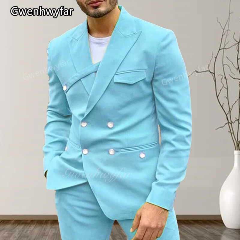 

Gwenhwyfar 2025 New Men Formal Wear Solid Color Slim Business Casual Suit Two Pieces Coat Pants Groom Tuxedo Blazers Jacket