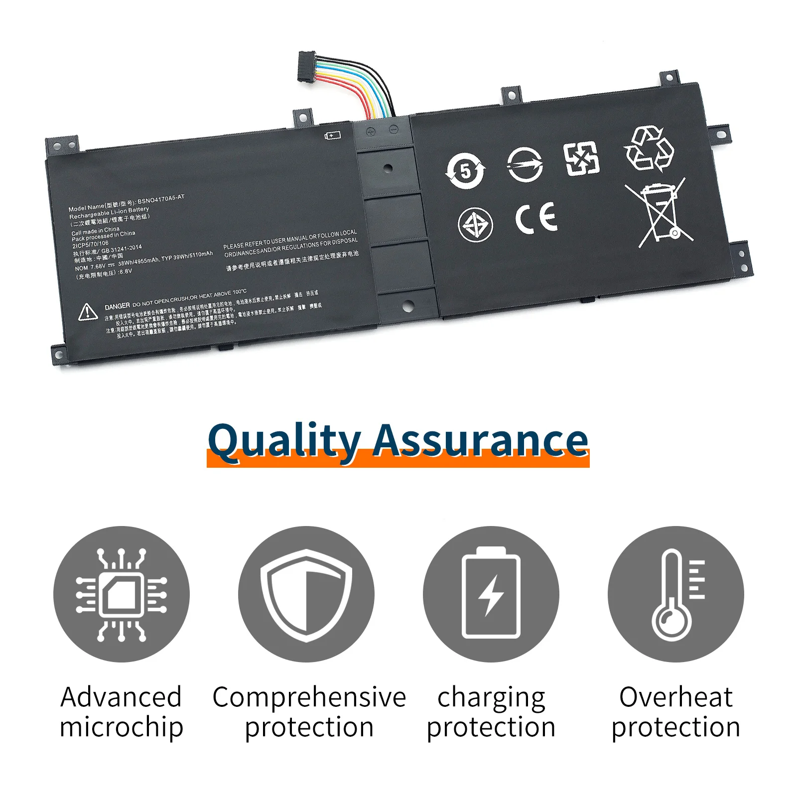 New Laptop Battery BSNO4170A5-AT 7.68V/38Wh For Miix 510/520/510-12ikb/510-12isk/520-12ikb Series BSNO4170A5-LH LH5B10L67278