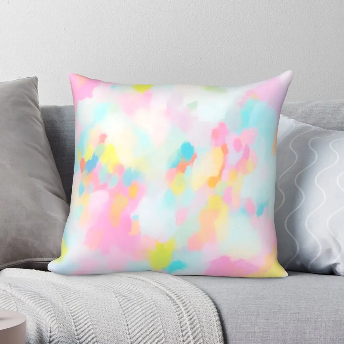 Cotton Candy Dream Square Pillowcase Polyester Linen Velvet Creative Zip Decorative Bed Cushion Cover