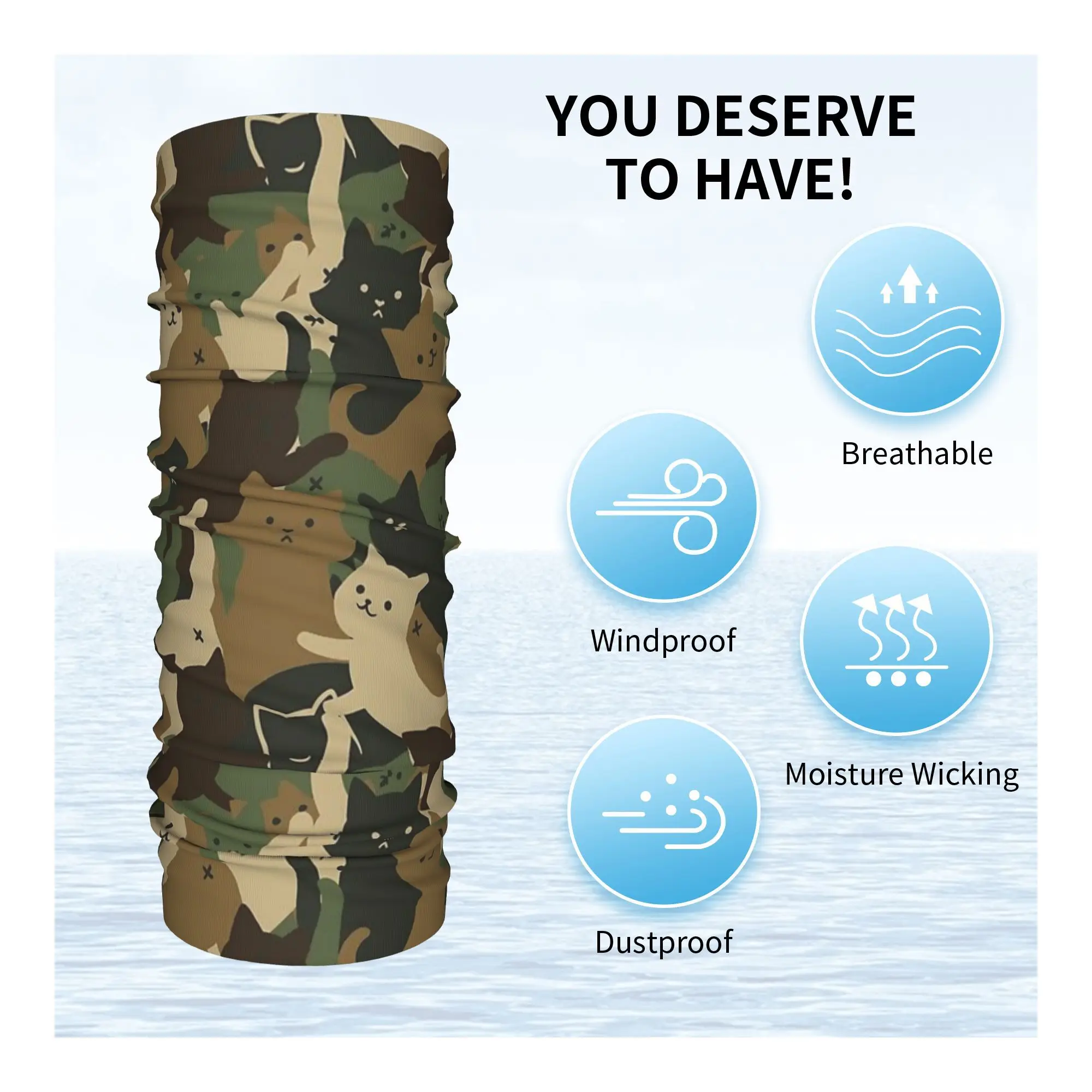 Cats Army Camouflage  Bandana Neck Cover Printed Wrap Scarf Multifunction Balaclava Riding For Men Women Adult Winter