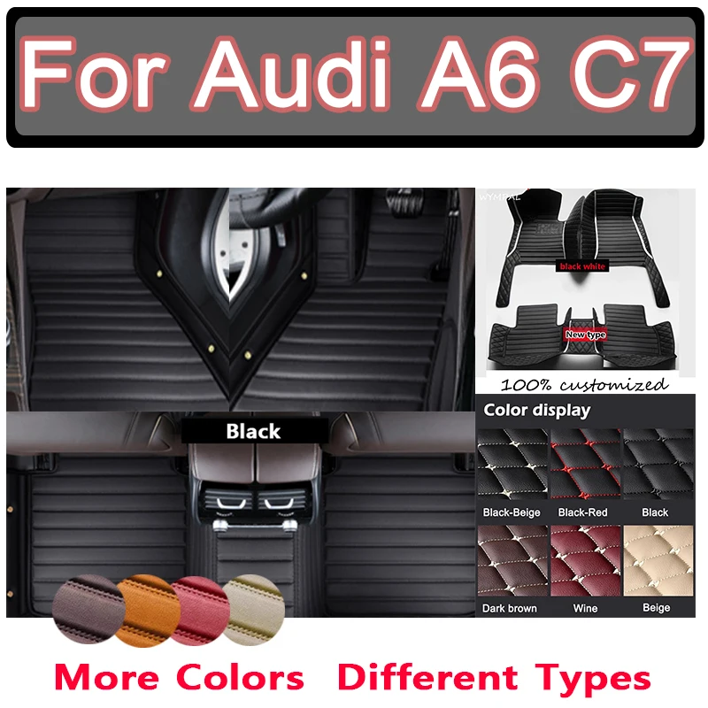 

Luxury Custom Automotive Car Floor Mats For Audi A6 C7 Allroad 2007 2008 2009 2010 Auto Luxury Leather Men Women Car Mats Full