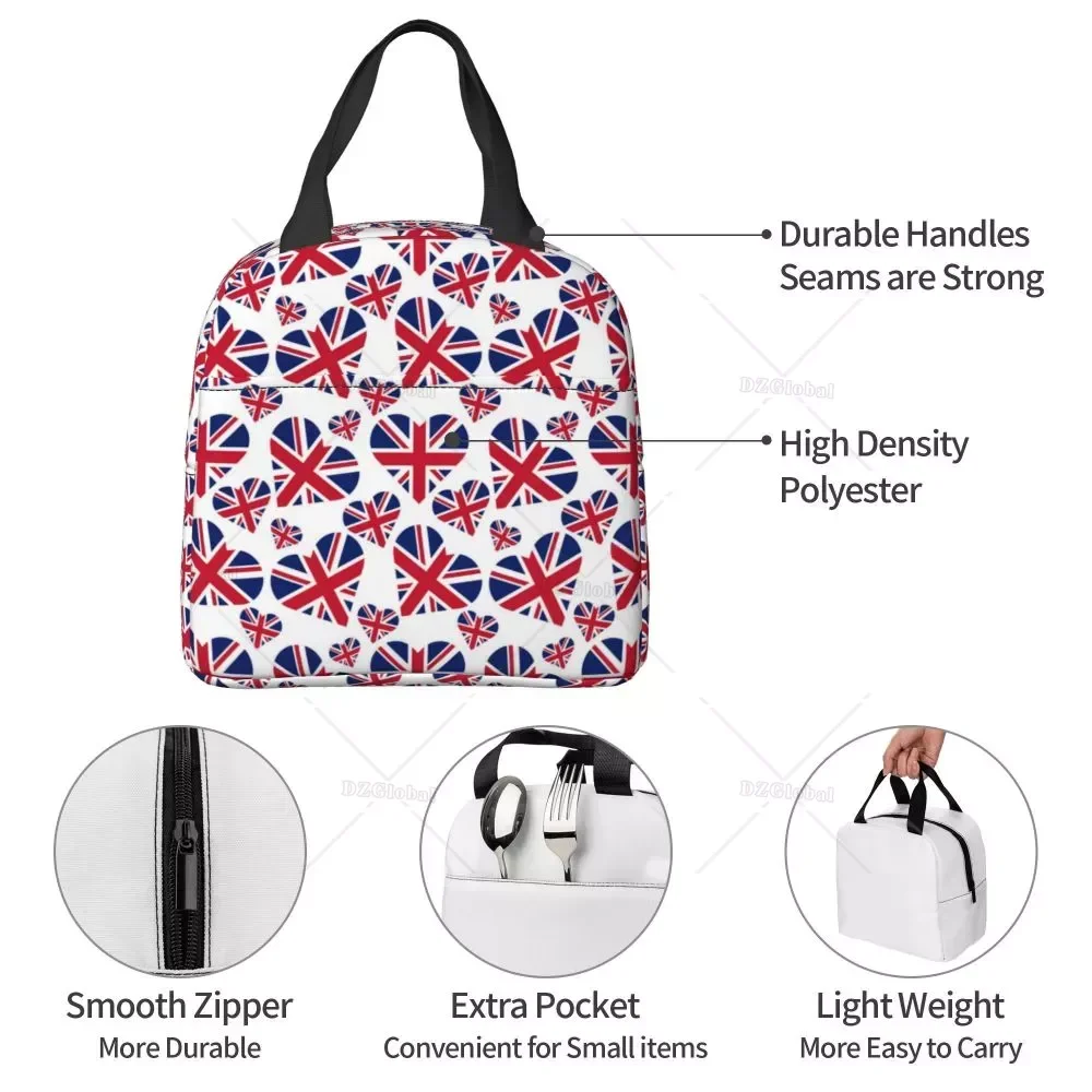 United Kingdom Flag Lunch Box Women Waterproof UK British Symbol Thermal Cooler Food Insulated Lunch Bag School Picnic Tote Bags