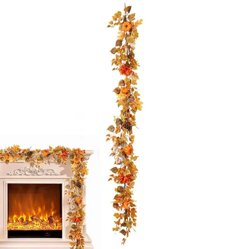 

Artificial Fall Leaves Garland 183cm/6ft Hung Vines Garland Maple Leaves Thanksgiving Decorations Fall Wreath Halloween Wreath