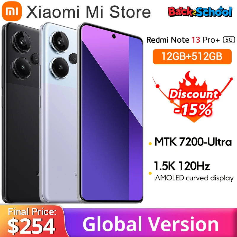 Versão global xiaomi redmi note 13 pro plus 5g 200mp câmera ois 120hz 1.5k display curvo mediatek dimensão 7200-ultra ip68