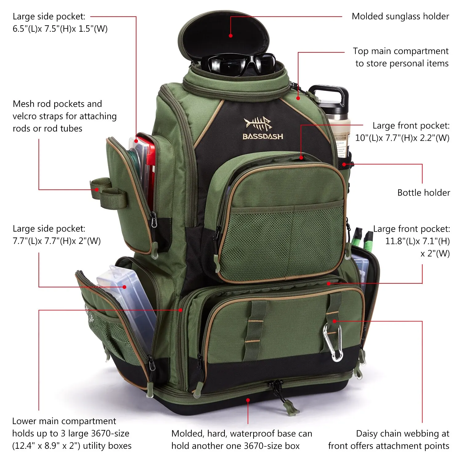 Bassdash Fishing Tackle Backpack 3