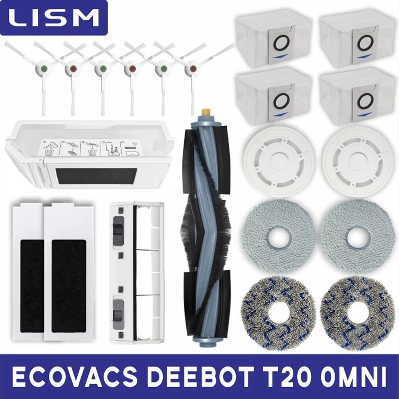 Ecovacs Deebot T20 OMNI Zubehör Hauptseitenbürste Mopptuch HEPA-Filter Staubbeutel Ersatz Ersatzteile – Detail 1