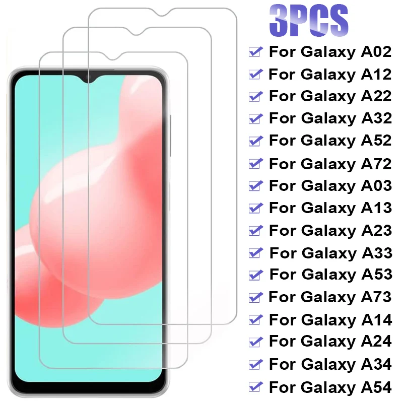 

3PCS Screen Protector For Samsung Galaxy A12 A22 A02S A13 A33 A32 A52 A72 on Samsung A53 A23 A73 A14 A34 A54 5G Tempered Glass