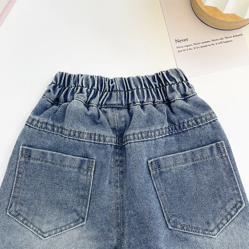 Girls’ Jeans Straight Wide Leg Washed Soft Cow Pine Girl All-Match Wide and Long Pants Spring New 5 Girls' Jeans Straight Wide Leg Washed Soft Cow Pine Girl All-Match Wide and Long Pants Spring New 5