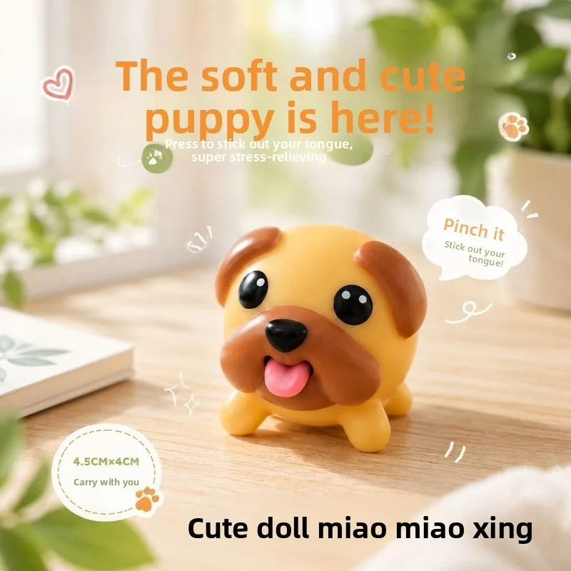 Cute Squeeze Tongue-out Dog Fidget Toy, Funny Cartoon Puppy Stress Relief Vent Toy, Desktop Decompression Gift
