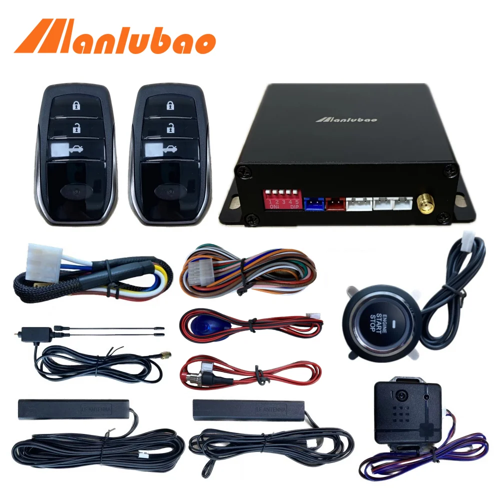 Manlubao MU007-D PKE Passive Keyless Entry Engine Start Stop Push Button Start Alarm System Remote Starter Car Accessories