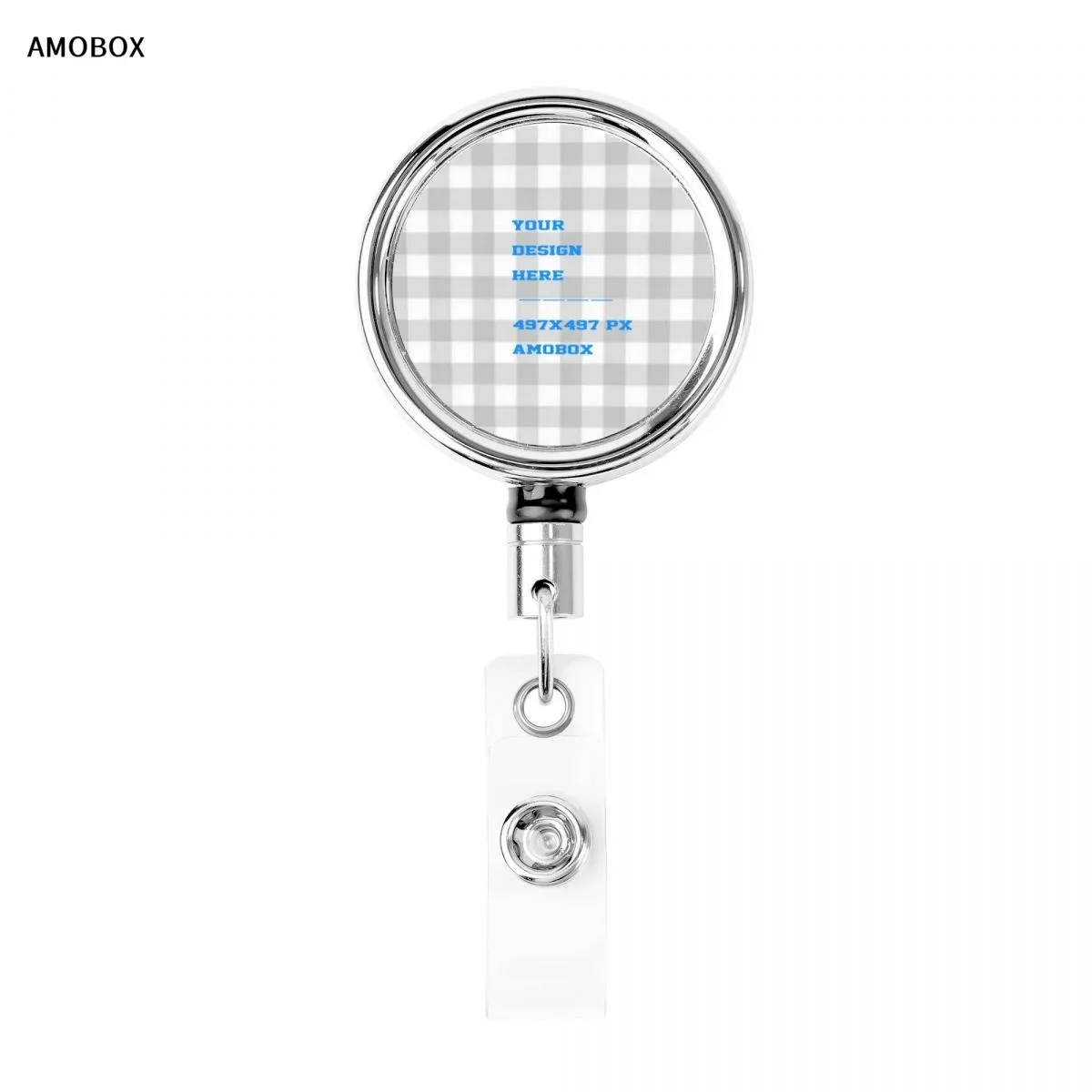 

AMOBOX-Heavy Duty Metal Retractable Badge Reel, ID or Key Holder, Custom Text, 60cm Steel Cord