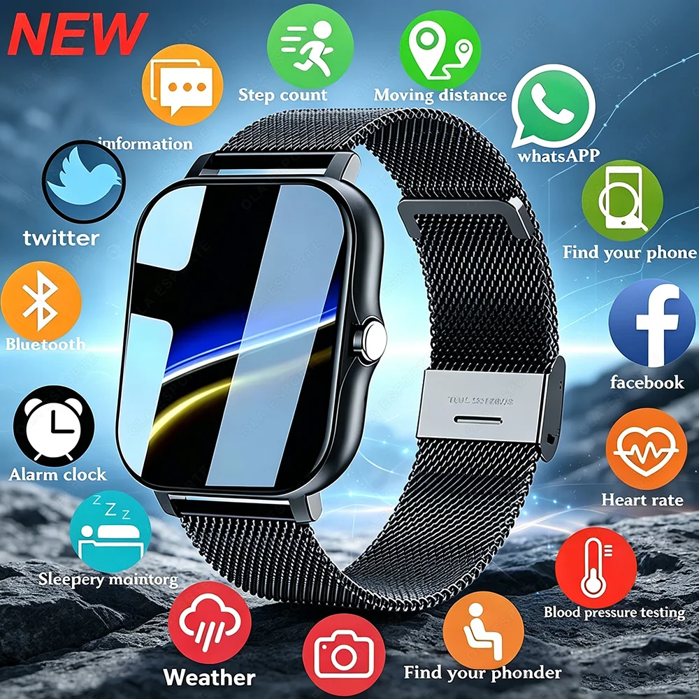 2025 New Smart Watch for Men Women Gift Full Touch Screen Heart Rate Sports Fitness Watch Bluetooth Call Digital Smartwatch Ht22