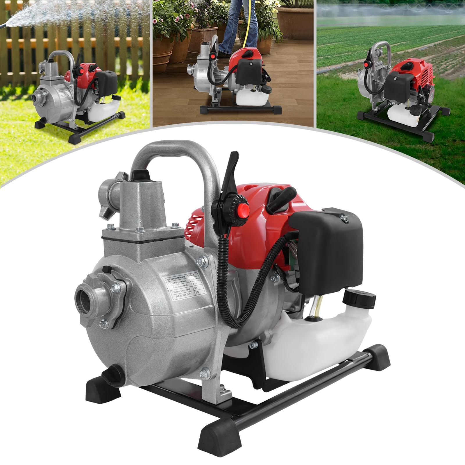 43cc 1.25kw مضخة مياه البنزين 1.7HP 2 السكتة الدماغية محرك البنزين حديقة مضخة معززة مضخة الري للرش