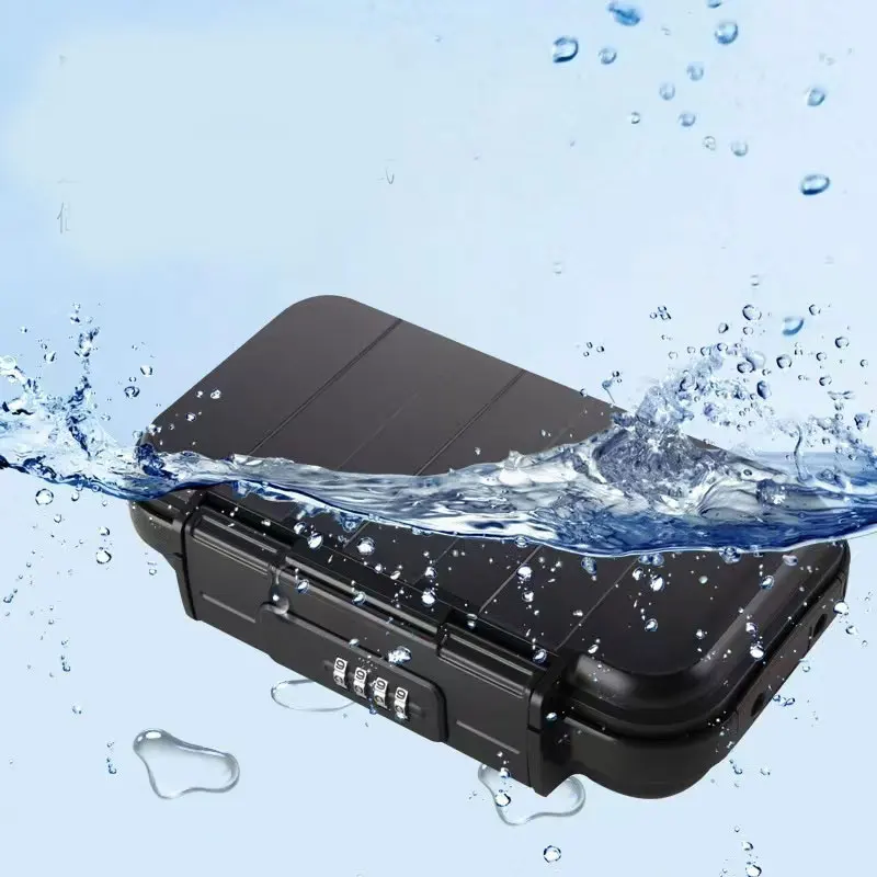 Safe Lock Box Portable Safe Case 4-Digit Combination Lock With Rope Outdoor Camp Hiking Sports Gym Security Storage Key Box