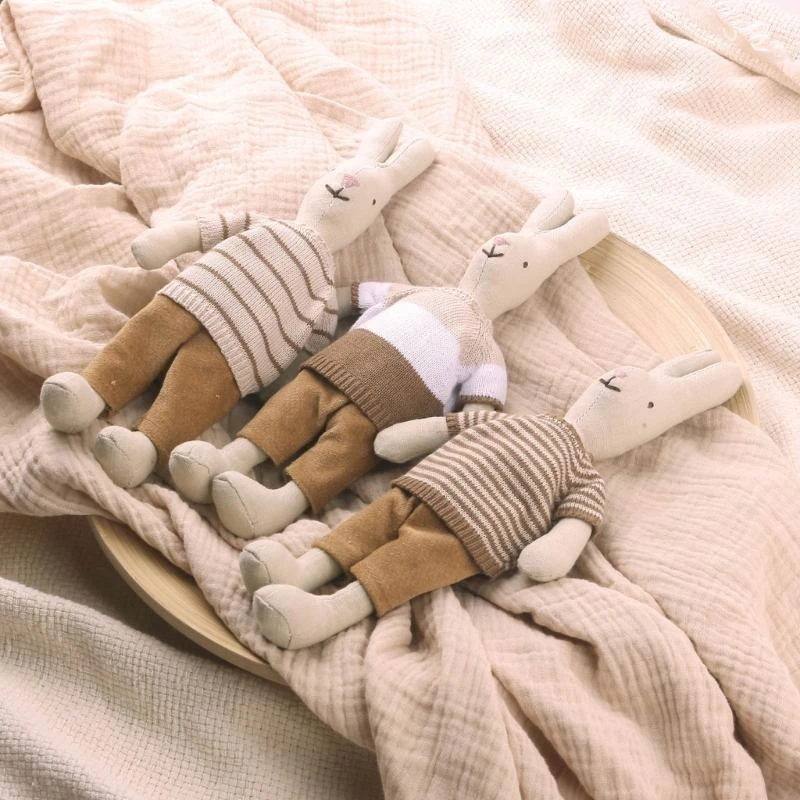 Q0KB 10 Zoll Schöne gefüllte Kaninchenspielzeug/ Dress -up -Kleidung Pullover Hosen DIY Rollenspiel Dress Up Rabbit Game Tier