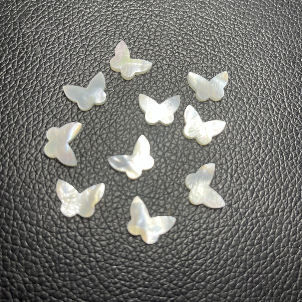 Double Flat Good Polished Natural White Mother of Pearl Shell Butterfly Shape Gemstone for Jewelry Pendant