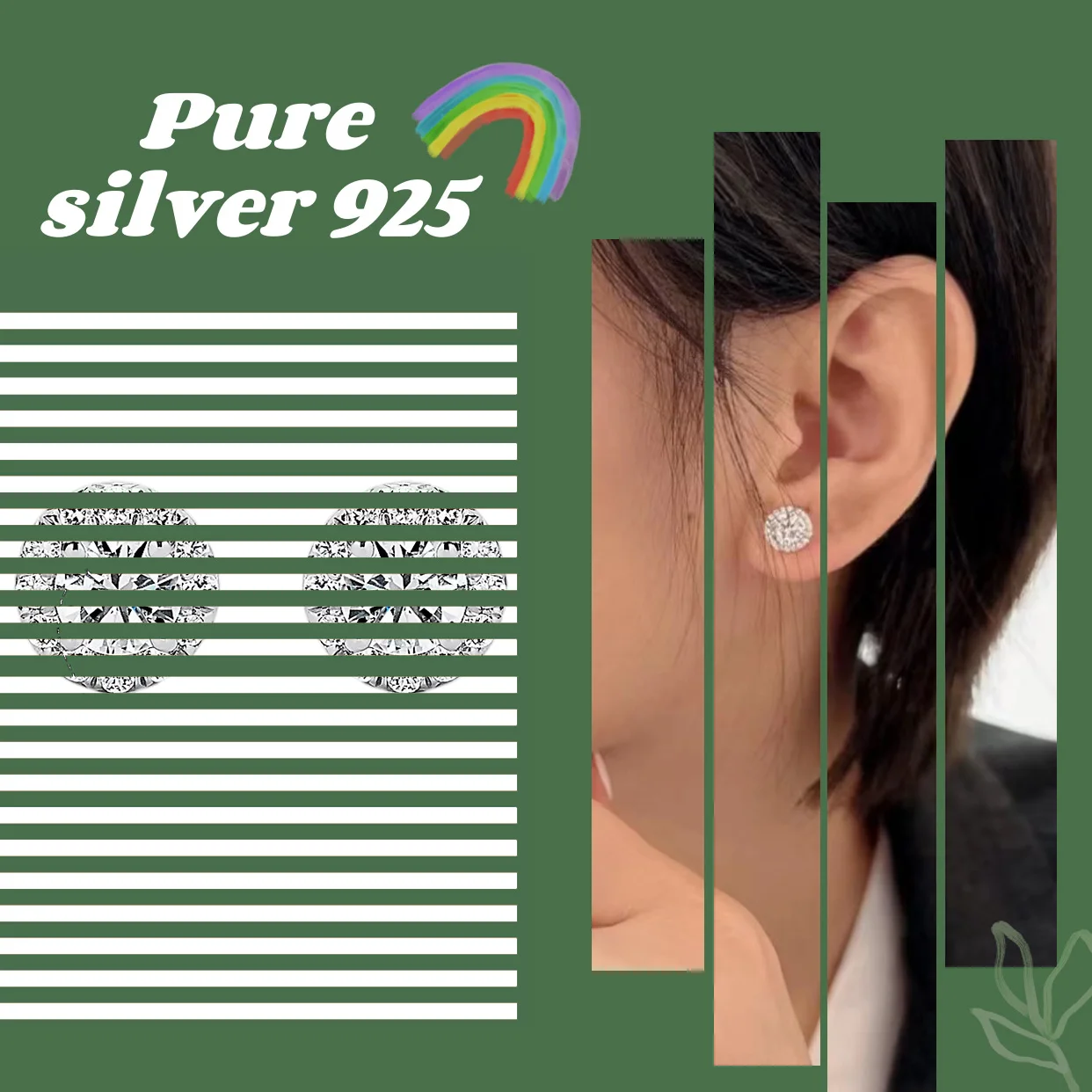 

Minimally elegant and romantic round zircon pure silver earrings S925 women's earrings birthday gift for friends