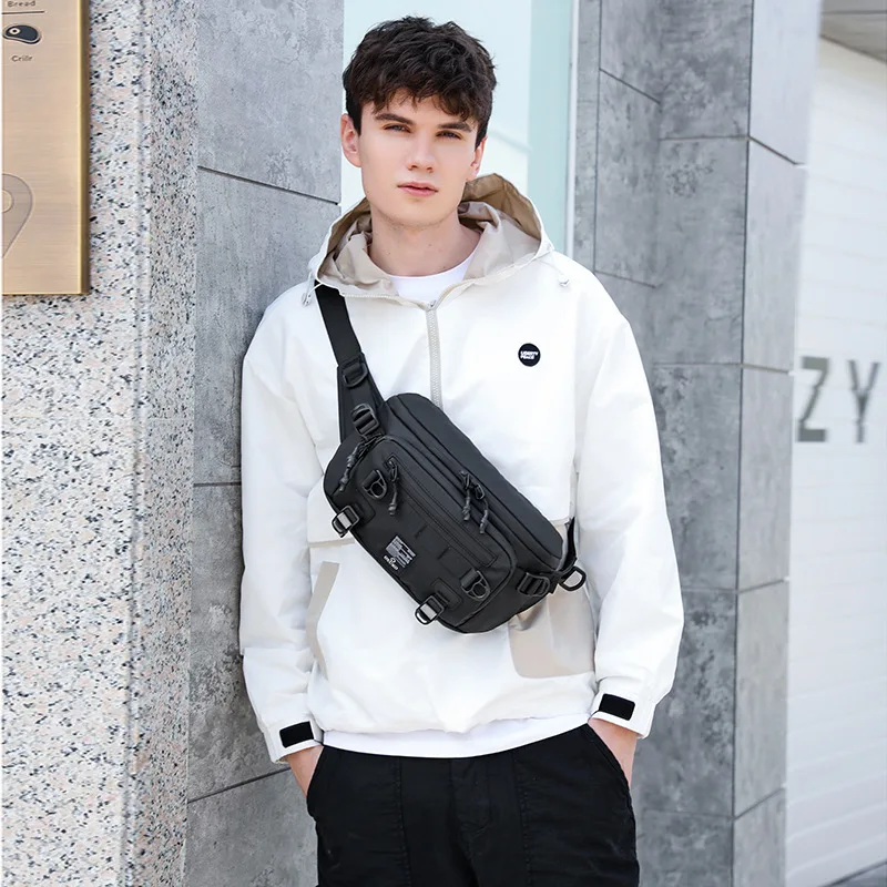 

Men's single-shoulder crossbody bag, outdoor waterproof Oxford fabric, large-capacity multi-functional crossbody chest bag