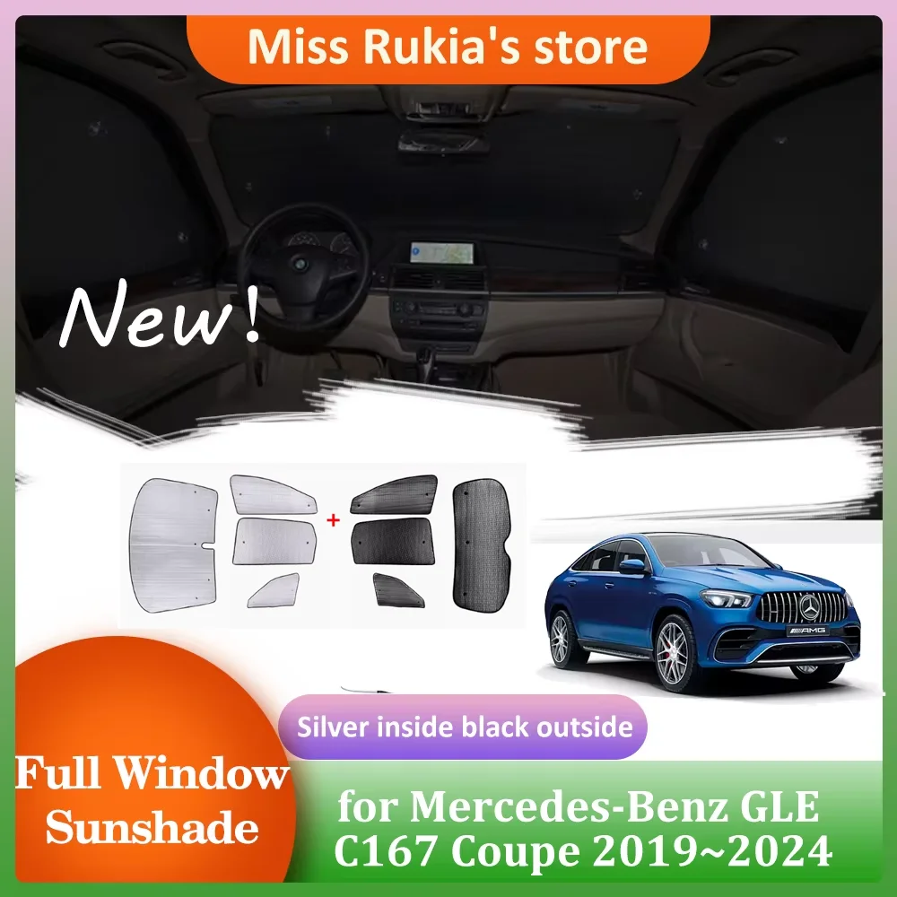 

Автомобильные солнцезащитные козырьки для Mercedes-Benz GLE C167 Coupe 350 450 2019 ~ 2024, солнцезащитный козырек на крыше, накладка на лобовое стекло, аксессуары для штор