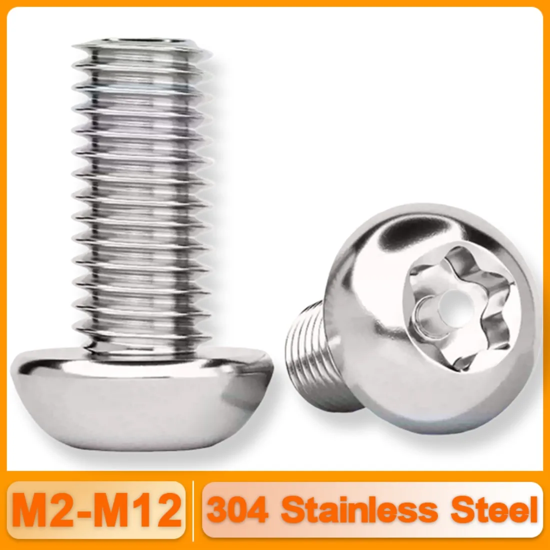 304 Stainless Steel M3 M4 M5 M6 M8 M10 M12 Six Lobe Torx Button Round Head with Pin Anti-theft Tamper Proof Security Screw Bolt