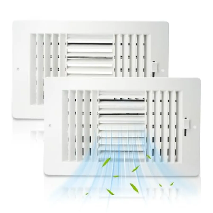 

2 Pack 10x8 Inch Duct Opening FanGoFast Ceiling Register Wall Vent 3-Way Plastic Sidewall Ceiling Air Vent w/Manual Adjuster fo