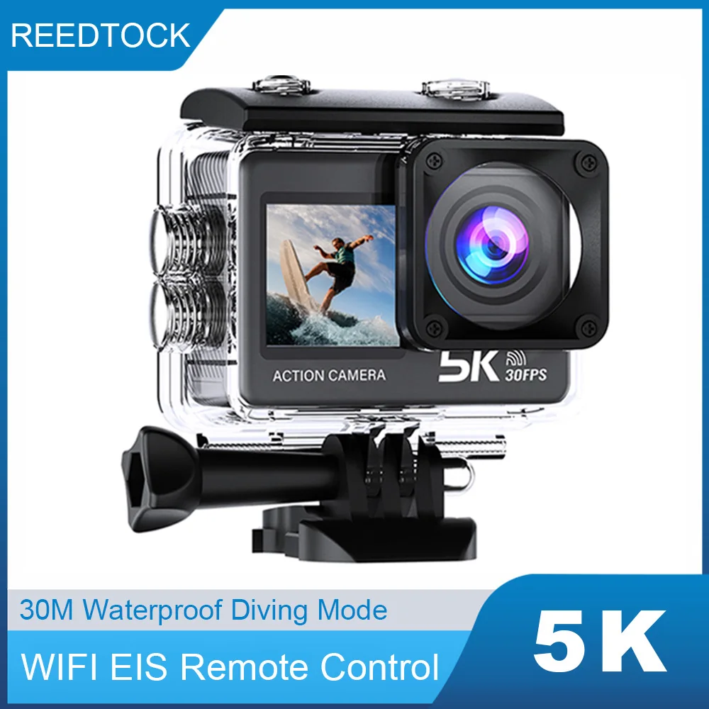 

5K Action Camera HD 4K 60fps Anti-shake WiFi Touch Dual Screens 2.0" 170D Underwater Waterproof Helmet 5X Zoom Sports Recorder