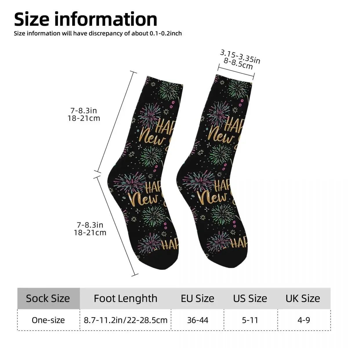 Happy New Year Holiday Fireworks Celebration Gift Socks Harajuku Sweat Absorbing Stockings All Season Long Socks Accessories