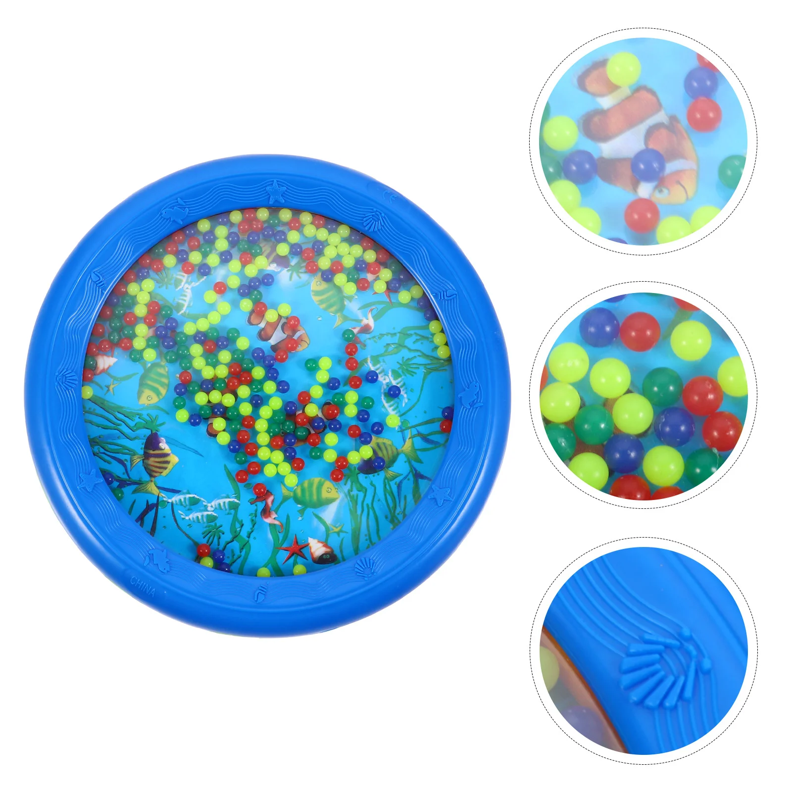 Surf Drum Instrument Toys Shaker Rattle Ocean Wave Beads Double Sided Pvc Baby Child