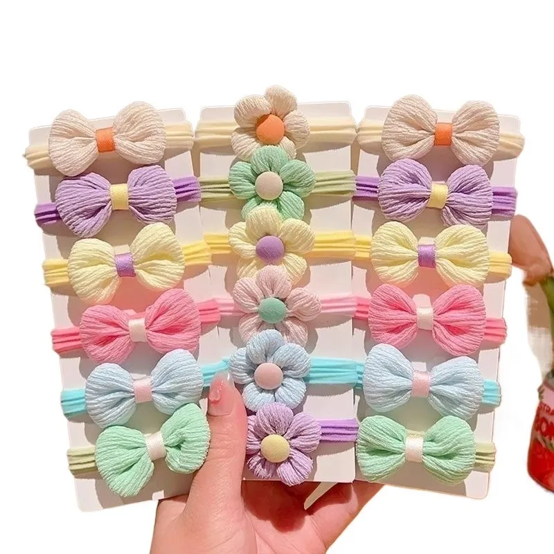 Cravatta per capelli per bambini con fiori, fascia per capelli speciale per asciugamani per la scuola materna, cravatta per capelli con fiocco per ragazze, alta elasticità, non danneggia i capelli