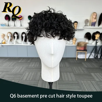 Erkek Peruk Ön Kesim Saç Stili Q6 Bodrum Dantel ve Pu Erkek Peruk Adet 1b Renk Doğal Ön Tarz Peruk Erkekler Için Saç Değiştirme