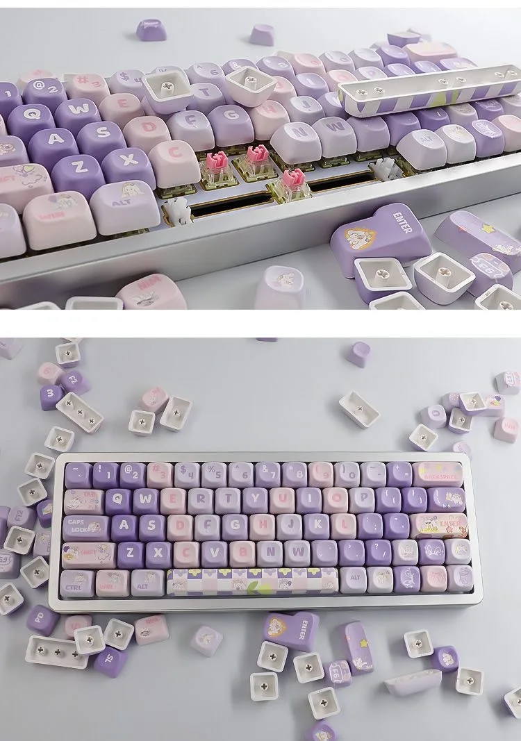 MOA Profile Keycap Cute Rabbit Gift PBT Keycaps 134 Keys Cute Key Cap Dye Sublimation Mechanical Gaming Keyboard Keycap MX Switc