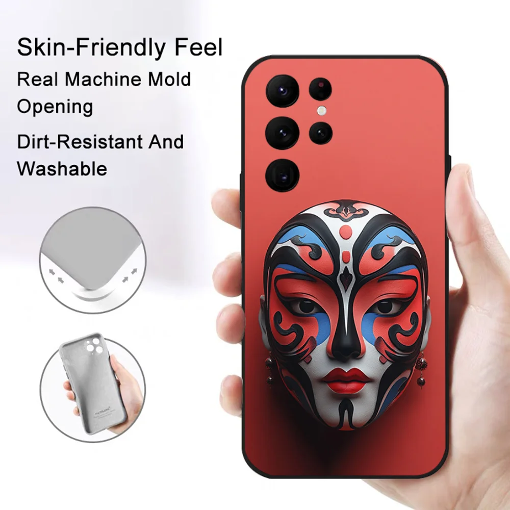 Chinese Peking Opera facial makeup Phone Case for Samsung S series s20 s21 s22 s23 s24 FE Plus Ultra TPU Soft to Skin-friendly