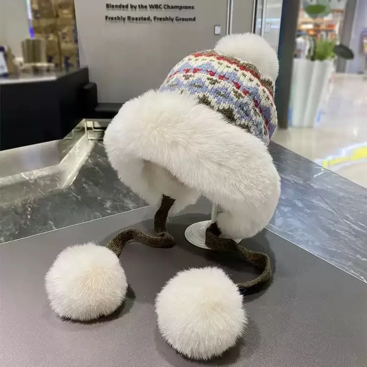 

Headwear Hat Hugger Stocking Toque Winter New Fleece Warm Cap Outdoor Woolen Knitted Sweet Cute Casual Women 2M111