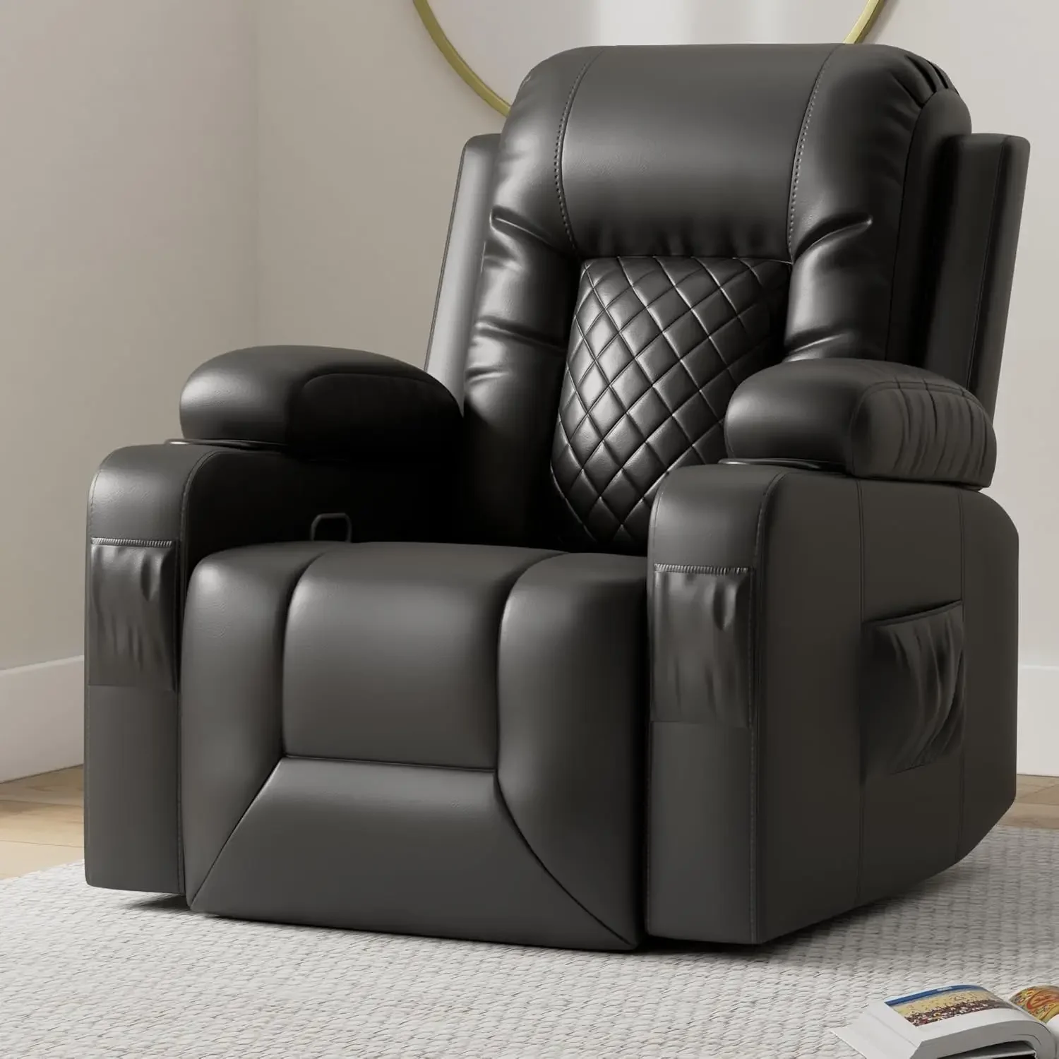 Chairs for Adults, Massage Rocker with Heated Modern Ergonomic Lounge 360 Degree Swivel Single Sofa Seat Living Room Lounge