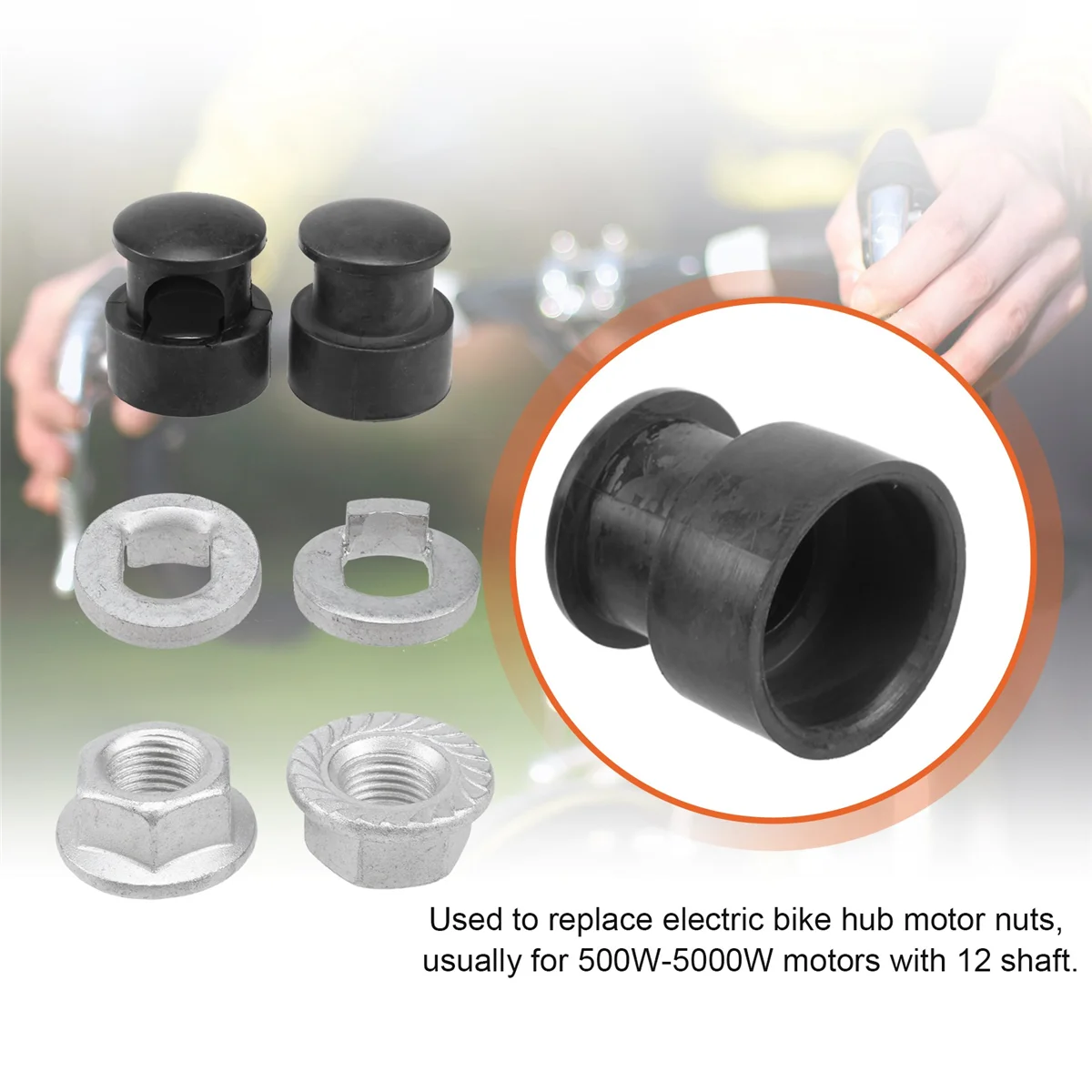 E-Bike Electric Bicycle Hub Motor Axle M12 Rear Lock Nut /Lock Washer /Spacer /Nut Cover with 12mm Shaft