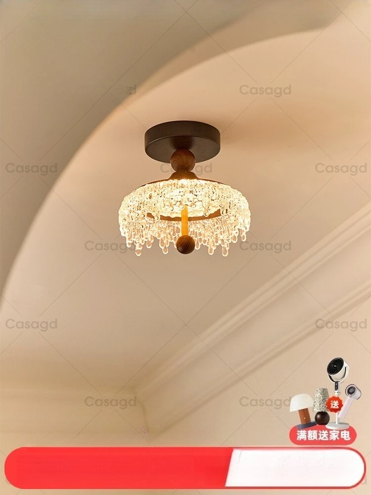 

Medieval walnut color water drop entry entrance entrance light aisle corridor light French retro ceiling light