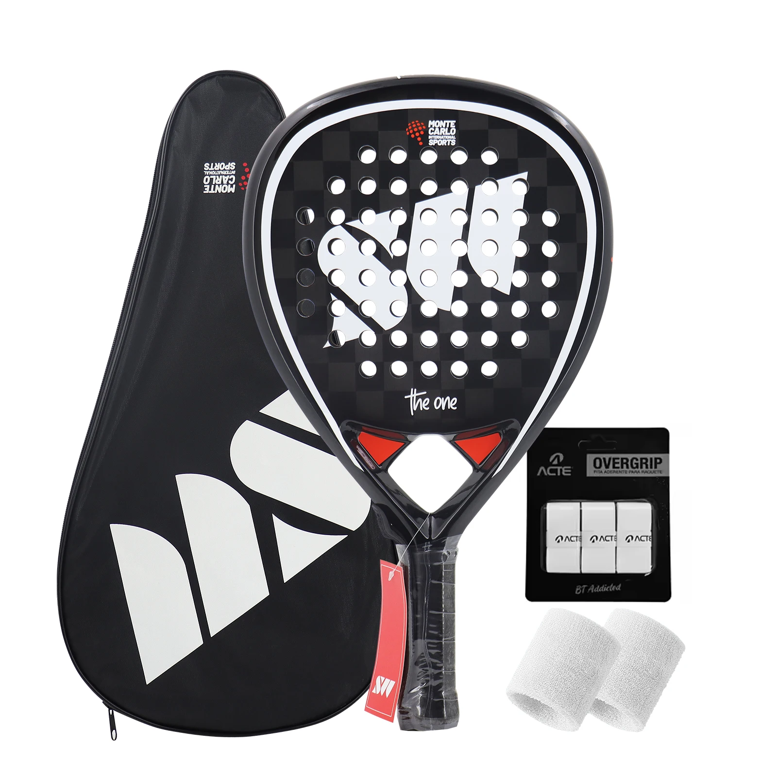 

Padel Tennis Racquets High Density Carbon Fiber Paddle Set of 1 Rackets, 2Pcs Wristband & 3Pcs Overgrip for Beginner To Advance