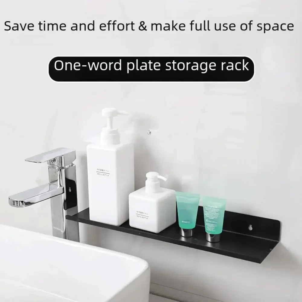 Bathroom Wall Shelf Adhesive Free Shower Caddy Storage Rack Restroom Organizer Accessories Home Essentials Washroom Tidy